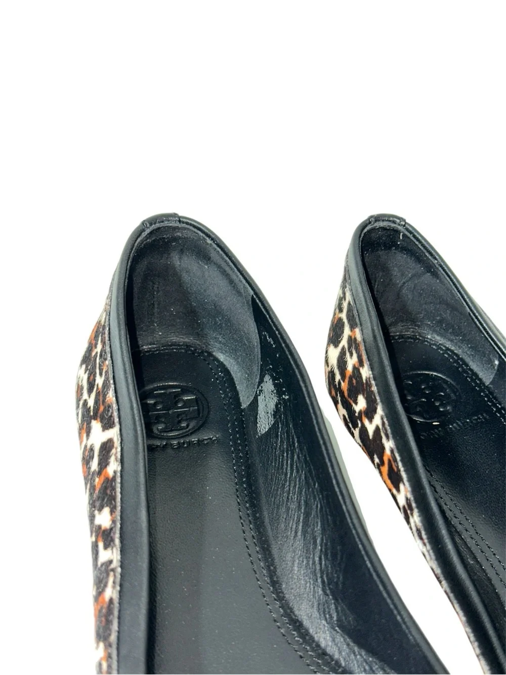 Tory Burch Eloise 2 Leopard Print Calf Hair Leather Ballet Flats Size 8